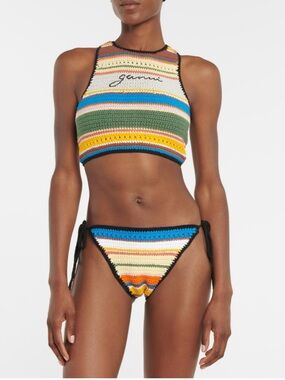 NWT GANNI Multicolor Crochet Tie-Side Bikini Bottom Size 38/US 8